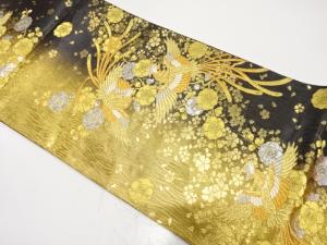 鳳凰に八重梅・桜模様織り出し　振袖用袋帯